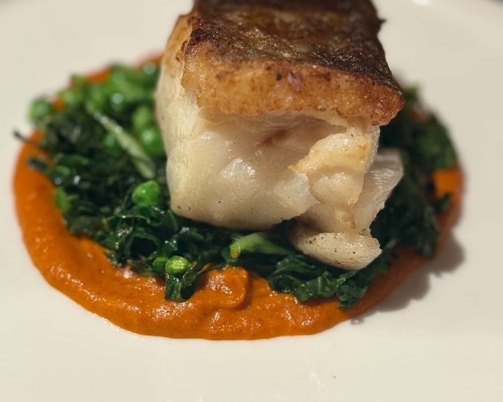 A composed fish dish at Julie's Restaurant in Notting Hill