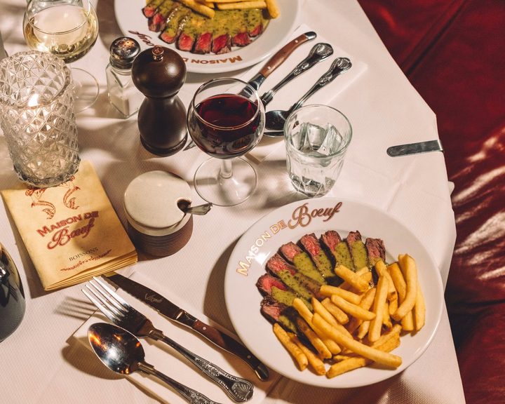 Steak frites with house sauce at Maison de Bœuf in Cardiff