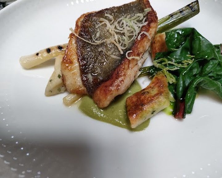 Roasted fish with greens and seasonal vegetables at The Great Room Belfast