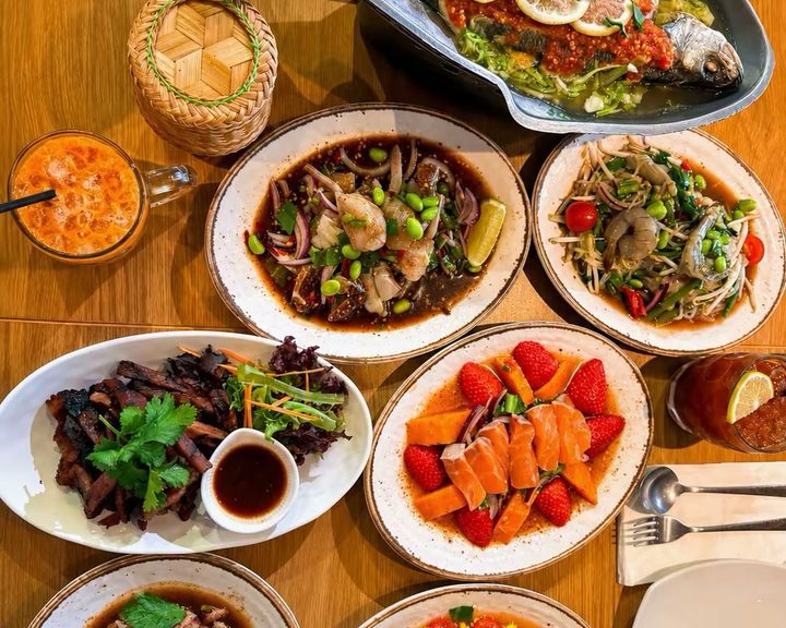 A spread of seafood, salads and Thai dishes at Addie’s in Earl’s Court