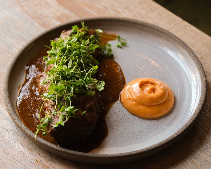 Slow-cooked lamb neck with red shatta mayonnaise at Akub