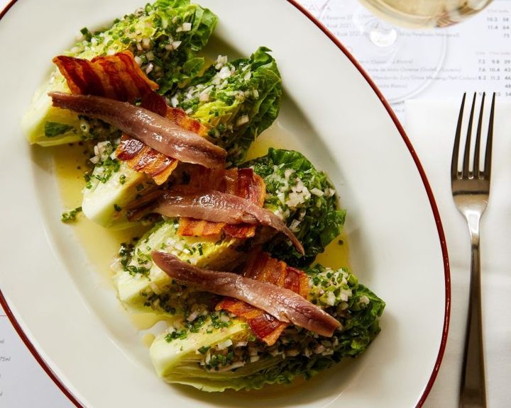 Little gem lettuce with anchovies and pancetta at Barrafina Adelaide Street