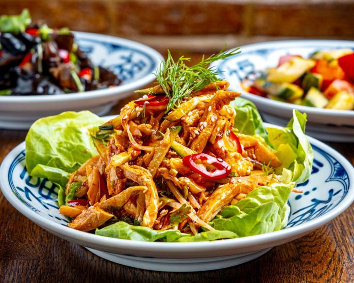 Shredded chicken with cucumber at Master Wei in London