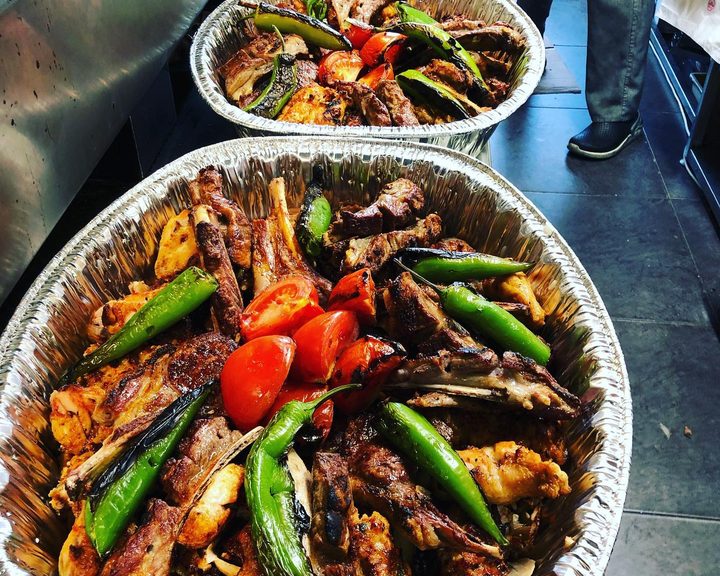 Turkish mixed grill takeaway platters at Dürüm Ocakbasi in Finchley