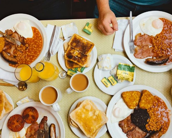 Breakfast spread at Devine Restaurant Coffee Bar in Aldgate