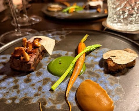 A refined seasonal plate at a British and Irish restaurant in Belfast