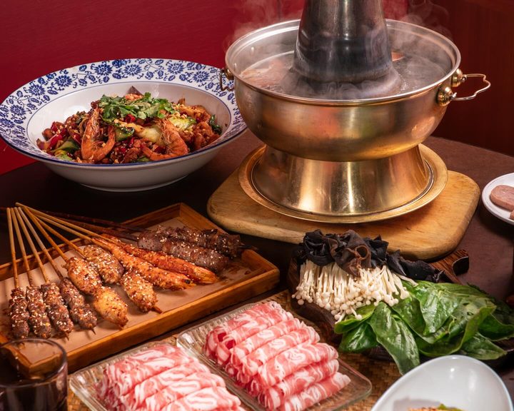 Traditional Beijing hot pot with a seafood dish at Real Beijing Food House