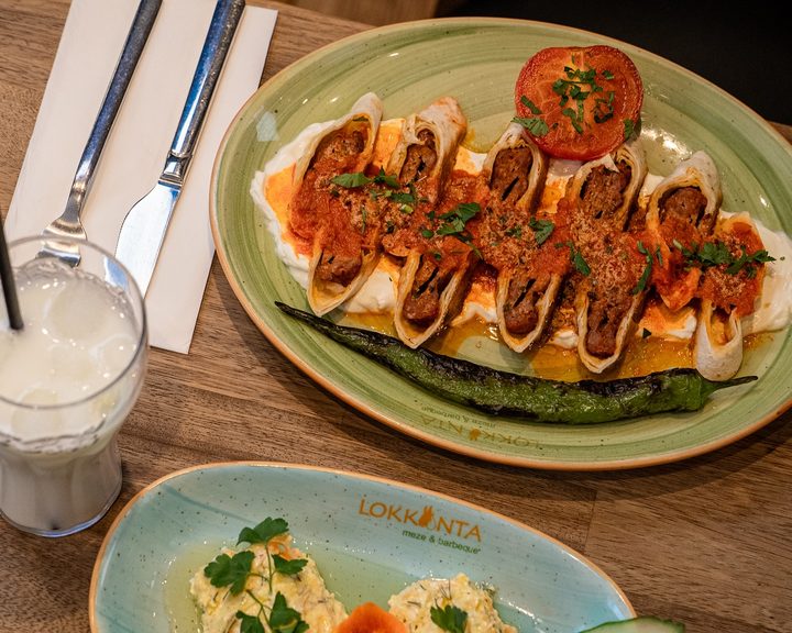 Sarma beyti with yoghurt and tomato sauce at Lokkanta on Westbourne Grove