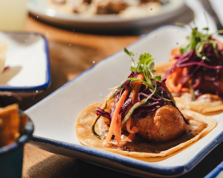 Tacos with colourful vegetables at Santo Remedio