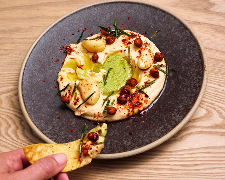 Butter bean and confit garlic dip with tortilla chips at Wahaca